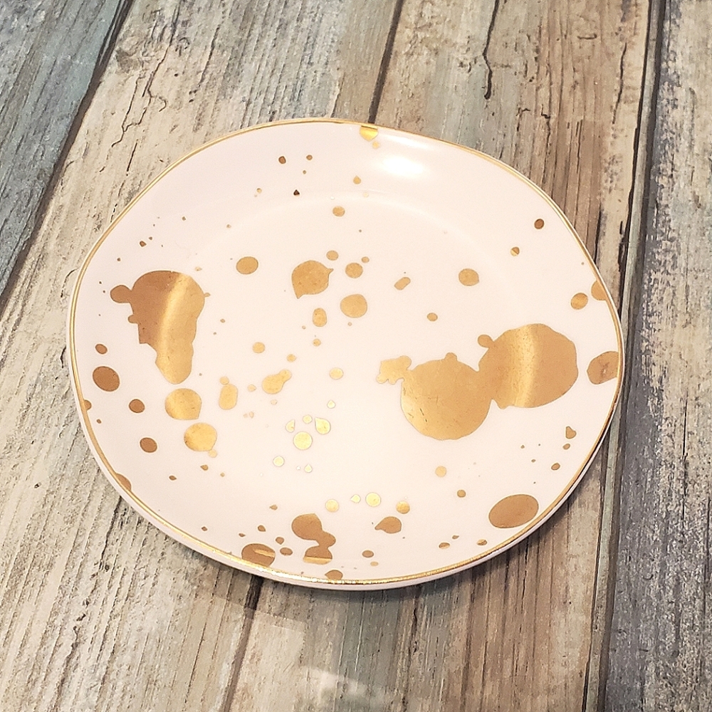 SLANT collections F172196 4.5" round gold splatter trinket tray